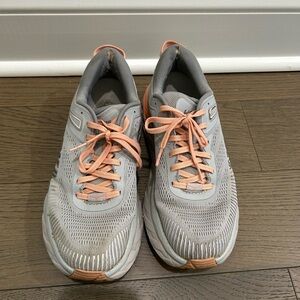 Hoka Women's Gray Running Shoes with Peach Accents